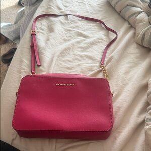 Michael Kors Fuchsia Crossbody Bag with Gold Accents